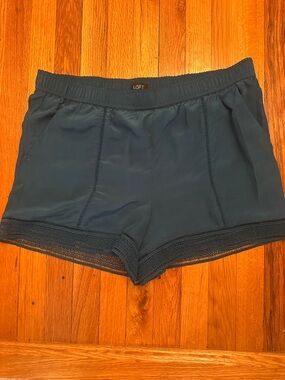 LOFT Teal Crochet-Trim Pull-On Shorts